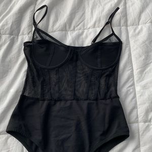 Black white fox bodysuit